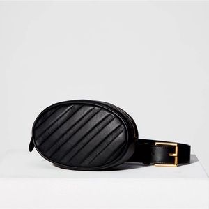 Aritzia Auxiliary - Leather Zip Belt Bag - Black